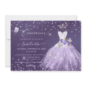 Quinceanera Lilac Purple Silver Glitter Gown Invit