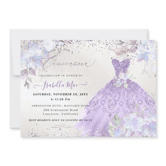 Quinceanera Lilac Purple Silver Glitter Gown