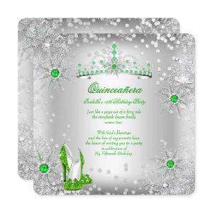 Quinceanera Lime Green Silver Winter Wonderland