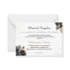 Quinceañera Lluvia de Sobres Black Roses Note Card