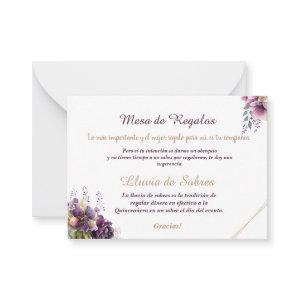 Quinceañera Lluvia de Sobres Floral Lilac Lavender Note Card