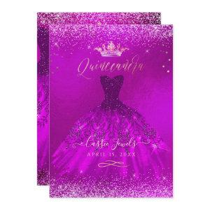 Quinceanera Magenta Gold Confetti+Princess