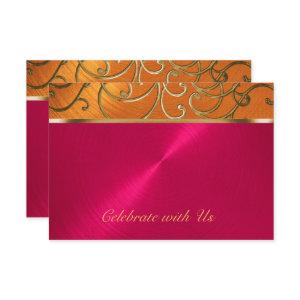 Quinceanera Magenta Pink Orange Gold Filigree