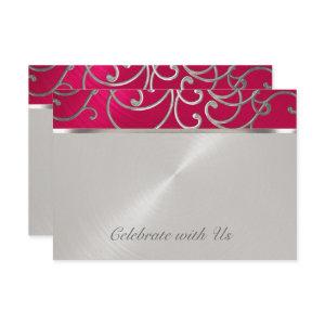 Quinceanera Magenta Pink Silver Filigree Swirls