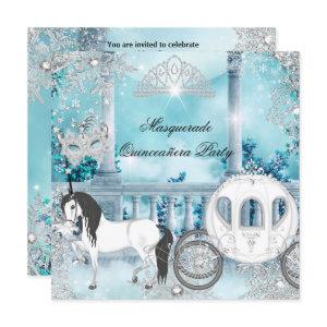 Quinceanera Magical Princess Blue Horse Carriage