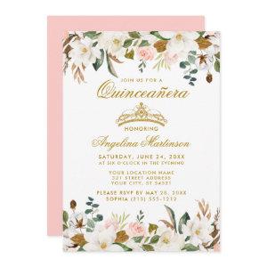 Quinceanera Magnolias Pink Roses Floral