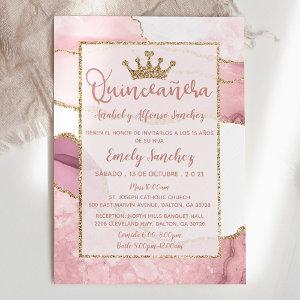 Quinceañera Marble Agate Rose Gold Photo Spanish
