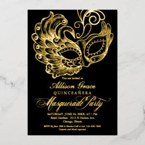 Quinceanera Masquerade Black Gold  Foil