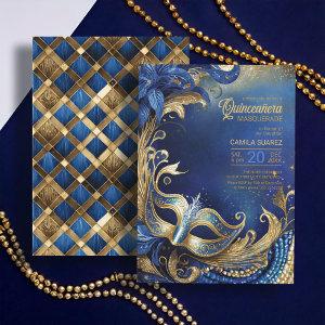 Quinceanera Masquerade Blue Gold ID1031