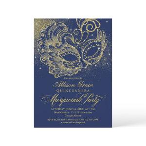 Quinceanera Masquerade  Navy Blue Gold