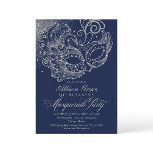 Quinceanera Masquerade  Navy Blue Silver