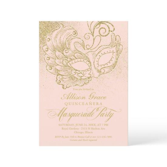 Quinceanera Masquerade  Pink Gold