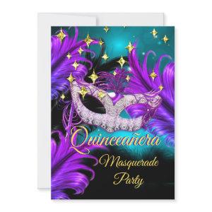 Quinceanera Masquerade mask Teal Purple black