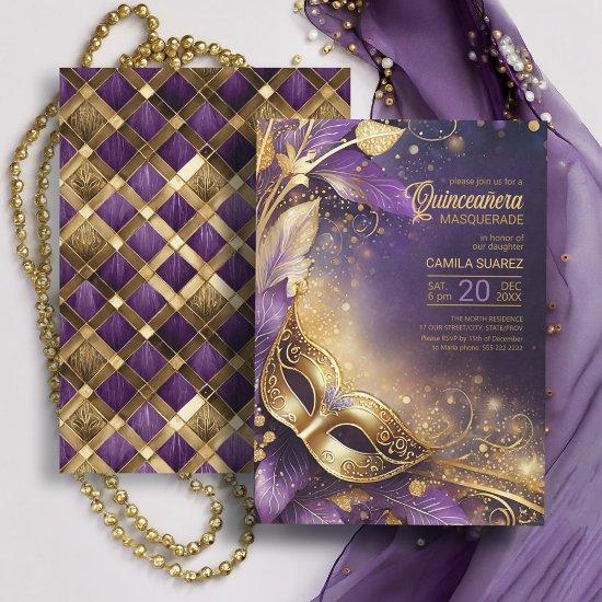 Quinceanera Masquerade Purple Gold ID1031