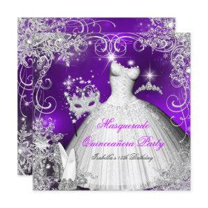 Quinceanera Masquerade Purple White Snowflakes 2