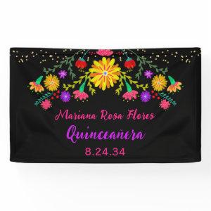 Quinceanera Mexican Fiesta Floral Birthday Banner