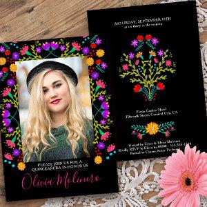 Quinceanera Mexican Fiesta Floral Black Photo