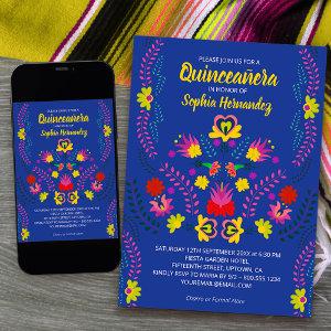 Quinceanera Mexican Party Flowers Blue Birthday