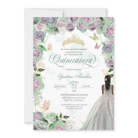 Quinceanera Mint Green Roses Elegant Butterflies I