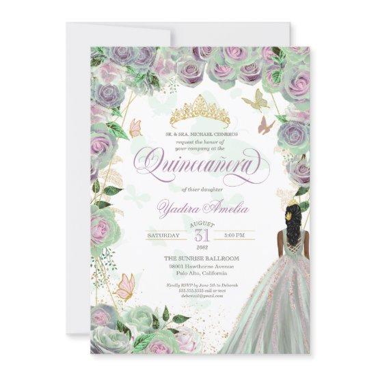 Quinceanera Mint Green Roses Elegant Butterflies I