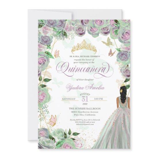 Quinceanera Mint Green Roses Elegant Butterflies