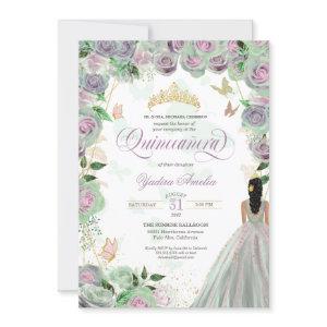 Quinceanera Mint Green Roses Elegant Butterflies