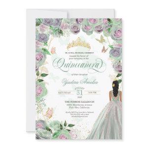 Quinceanera Mint Green Roses Elegant Butterfly Inv