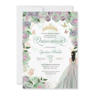 Quinceanera Mint Green Roses Elegant Butterfly