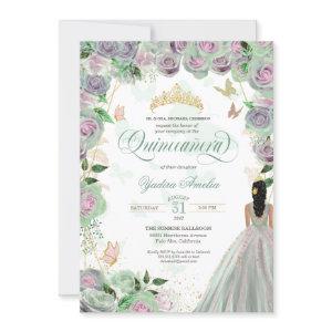 Quinceanera Mint Green Roses Elegant Butterfly
