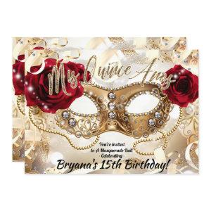 Quinceañera Mis Quiñce Cream Gold Masquerade Party