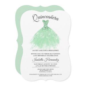 Quinceanera Mis Quince Mint Green Glitter Dress