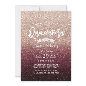 Quinceanera Modern Burgundy & Rose Gold Ombre