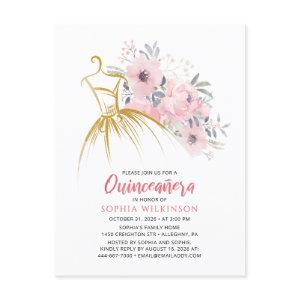 Quinceanera Modern Floral 15th Birthday  Postcard