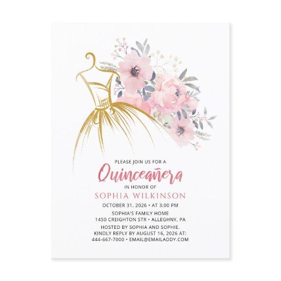Quinceanera Modern Floral 15th Birthday  Postcard