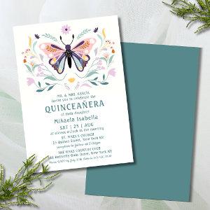 Quinceañera Modern Pink Purple Butterfly Floral