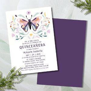 Quinceañera Modern Pink Purple Butterfly Floral