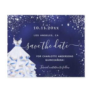 Quinceanera navy blue dress budget save the date flyer