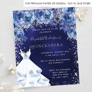Quinceanera navy blue dress floral