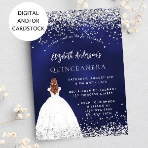 Quinceanera navy blue glitter dress