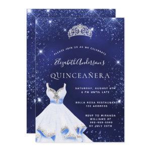 Quinceanera navy blue glitter dress tiara