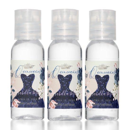 Quinceanera Navy Blue Glitter Gown Hand Sanitizer