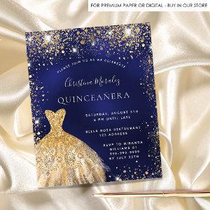 Quinceanera navy blue gold dress budget
