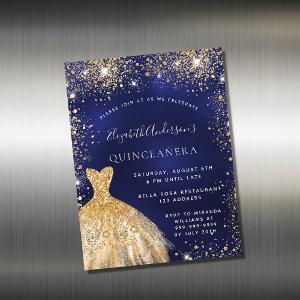 Quinceanera navy blue gold dress  magnet