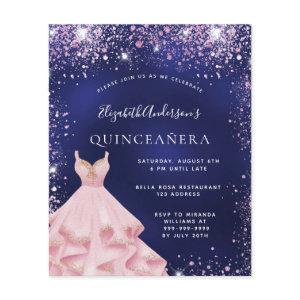 Quinceanera navy blue pink dress