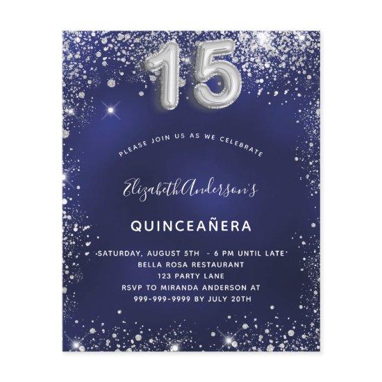 Quinceanera navy blue silver budget  flyer