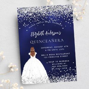 Quinceanera navy blue silver dress luxury