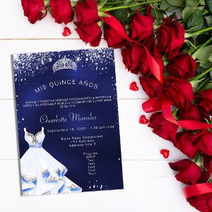 Quinceanera navy blue silver dress tiara  postcard