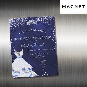 Quinceanera navy blue silver dress tiara luxury magnetic