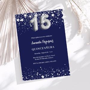 Quinceanera navy blue silver stars