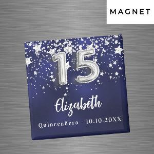 Quinceanera navy blue silver stars magnet